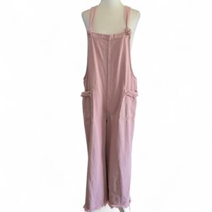 Umgee Light Pink Denim Jumpsuit with Pockets